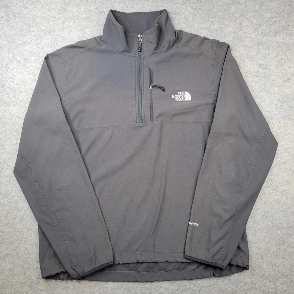 North Face Jacket Mens XL‎ Gray TNF Apex 1/4 Zip Softshell Windbreaker Pullover